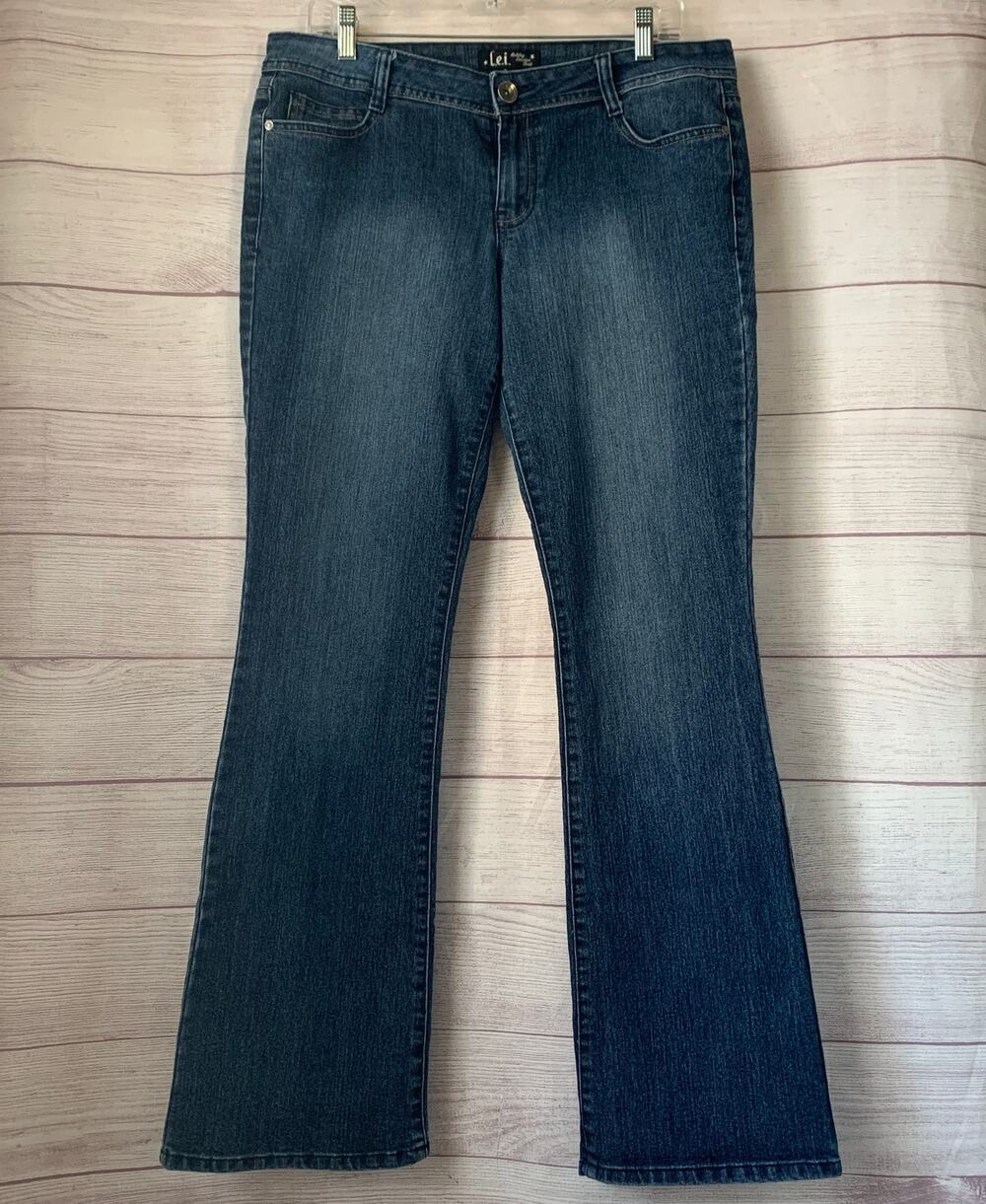 Vintage l.e.i. Juniors Y2K Flare Bootcut Denim Jeans Mid Rise Size 13